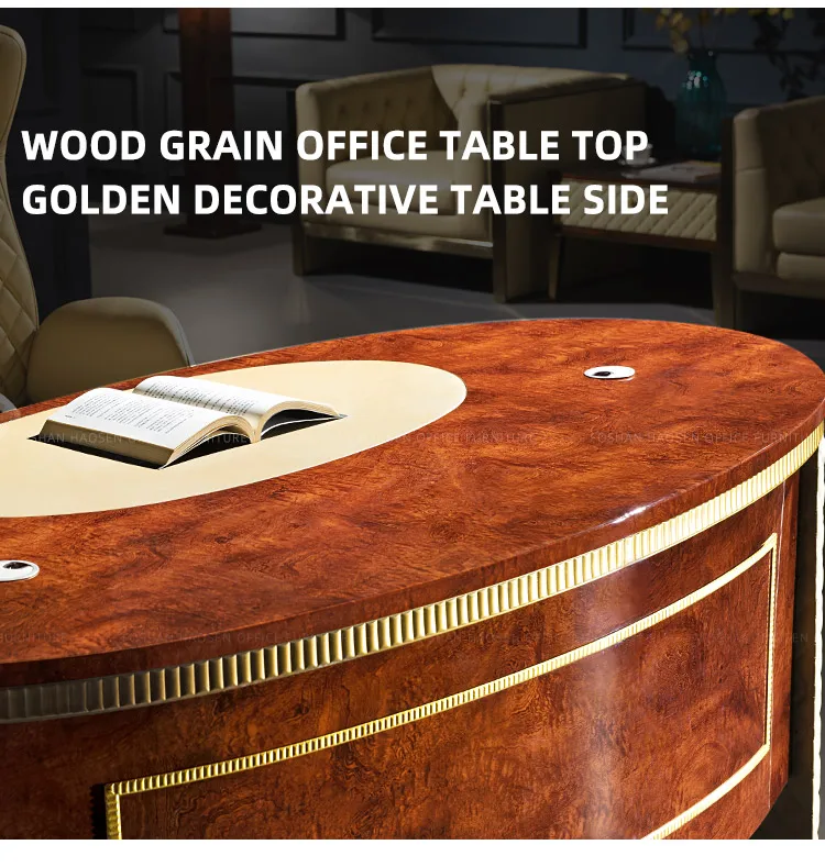 China HAOSEN office Good quality Business director Working executive office table curved desk and chairs manufacturer