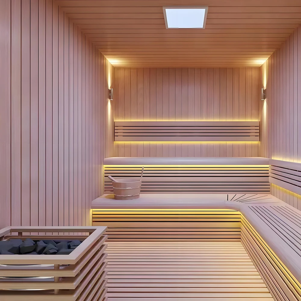 Outdoor Solid Wood Electric Heating Furnace Traditional Steam Sauna Room