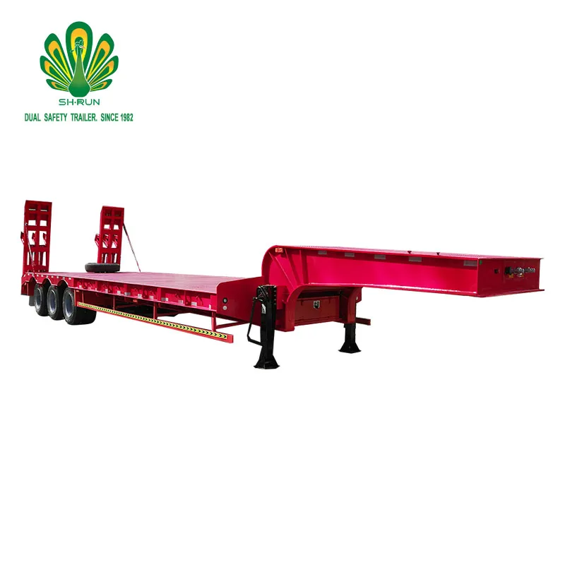 Shengrun Excavator Heavy Machine Transport Lowbed Low bed Semi Truck Trailer