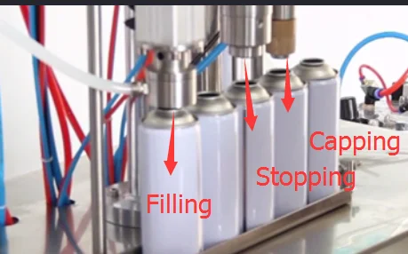 Best price Semi-Automatic Aerosol Filling Machine consist of 3 in 1 liquid filling, sealing and gas filling machine
