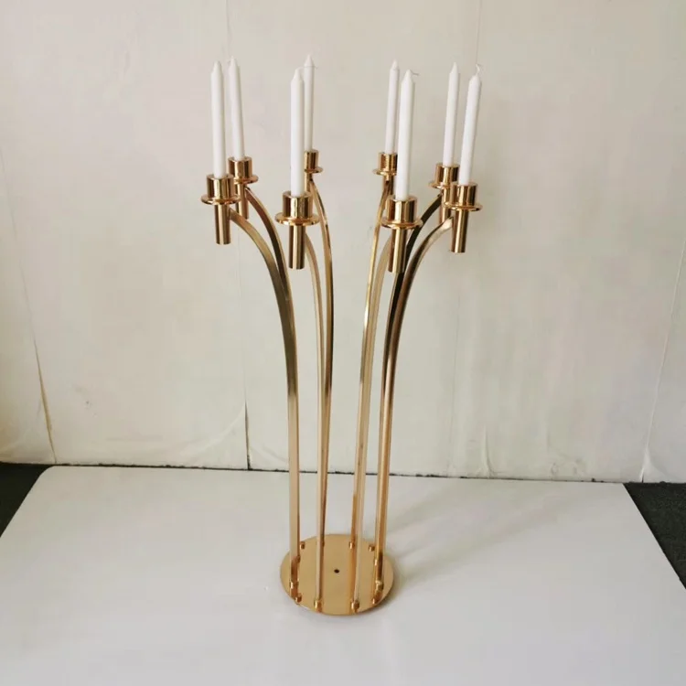 Wedding Decoration Centerpieces 8 Arms Metal Candelabra With Glass Chimney