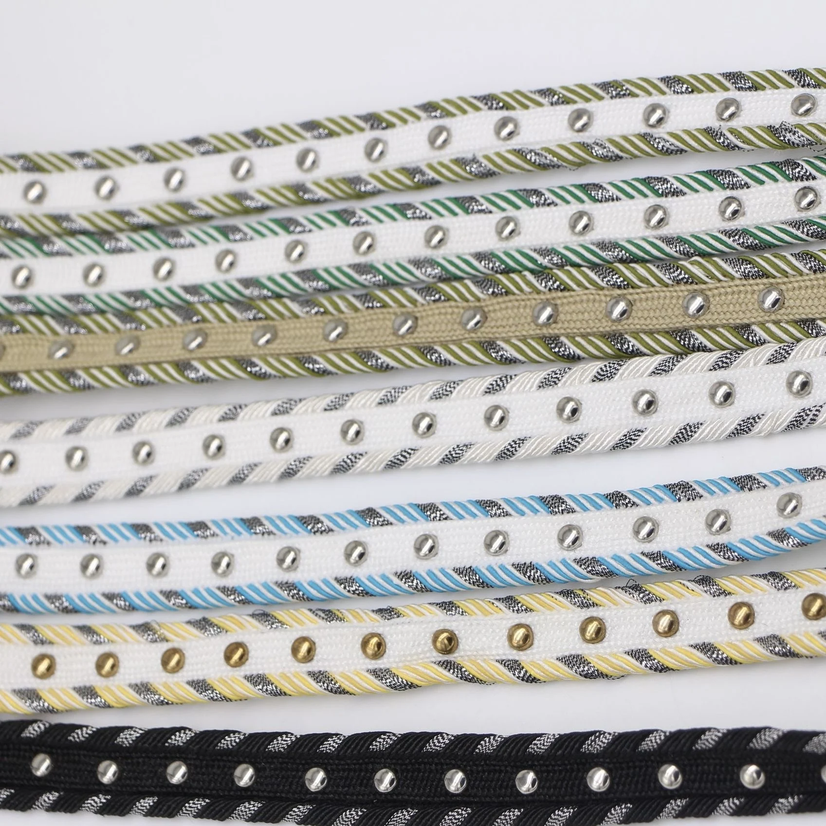 wholesale handmade beaded lace Accessories metal round rivet webbing Beaded Lace Fabric Clothing Decoration Pearl Trim Lace