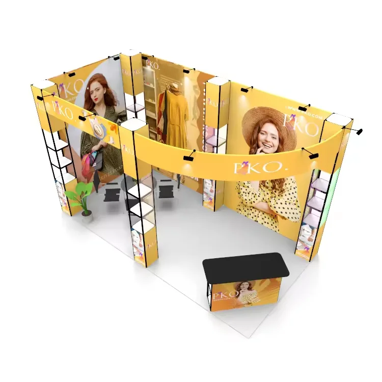 Quick Build Collapsible Aluminum Twist Tower Stand Light Box Backlit Backdrop Wall Portable Exhibition Advertising Expo Booth