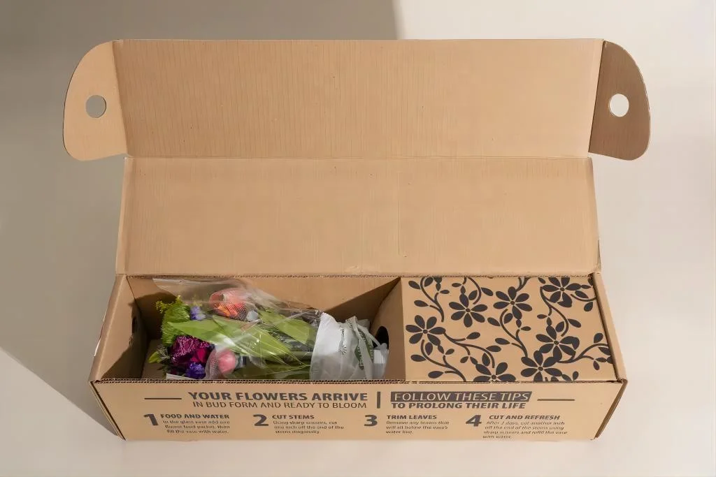 Wholesale Custom Logo Cheaper Roses Flower Large Shipping Mailer Box Flower Corrugated Cardboard Packaging Box