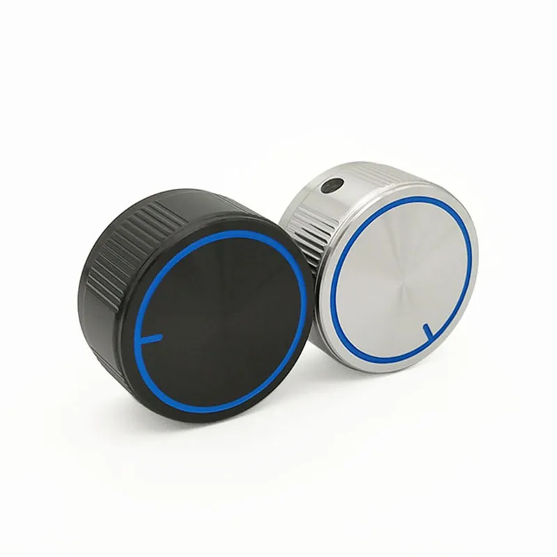 35mm black ultrasonic cleaner rotary control knob full aluminum D Teeth round shaft adapt encoder switch potentiometer set screw
