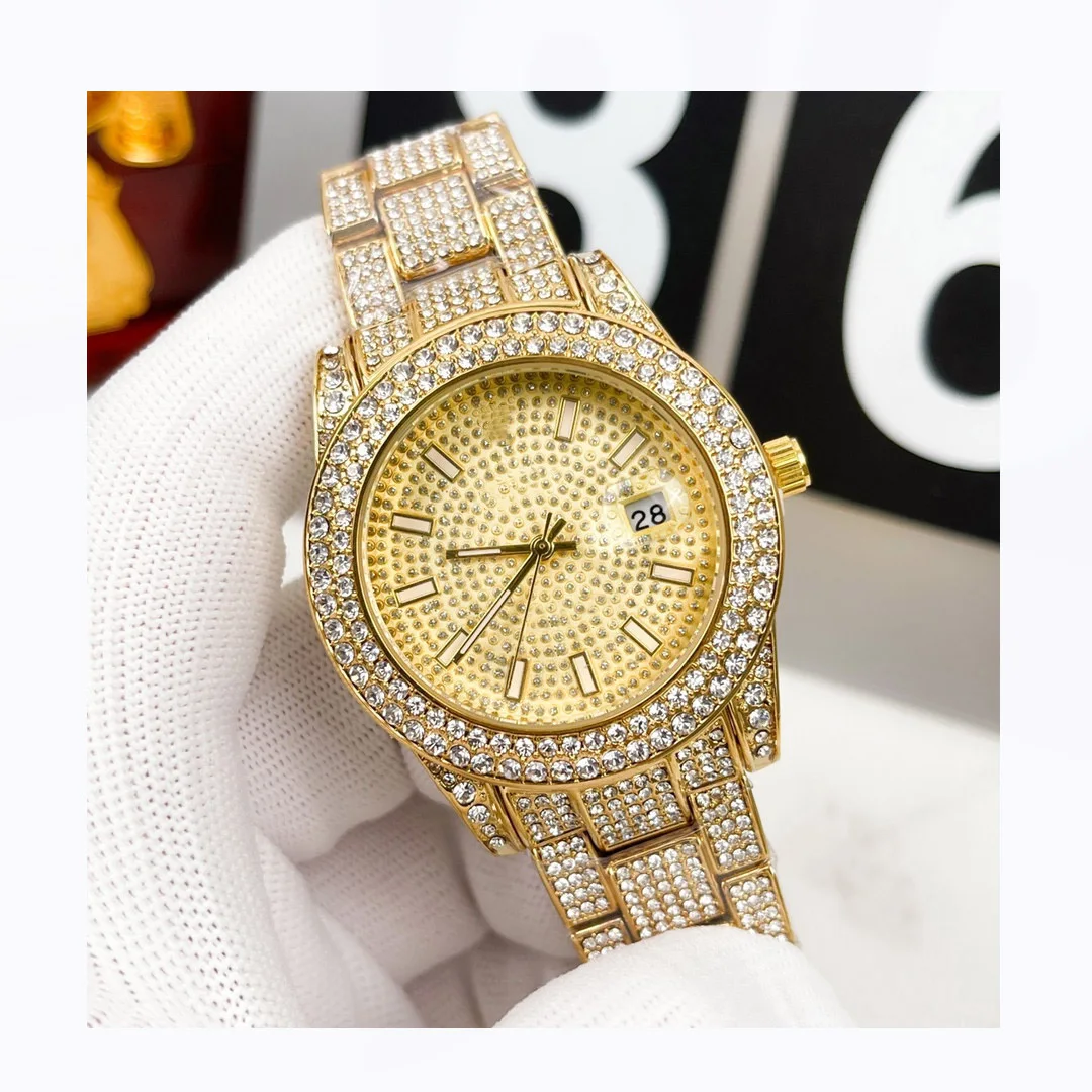 popular style man thick heavy hip hop watch stainless steel diamond men wristwatch