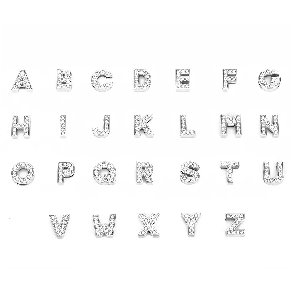 Personality Diy Adjustable Zircon Alphabet Watchband Bracelets Stainless Steel 26 Initial Letter Custom Bracelet For Mom Gift