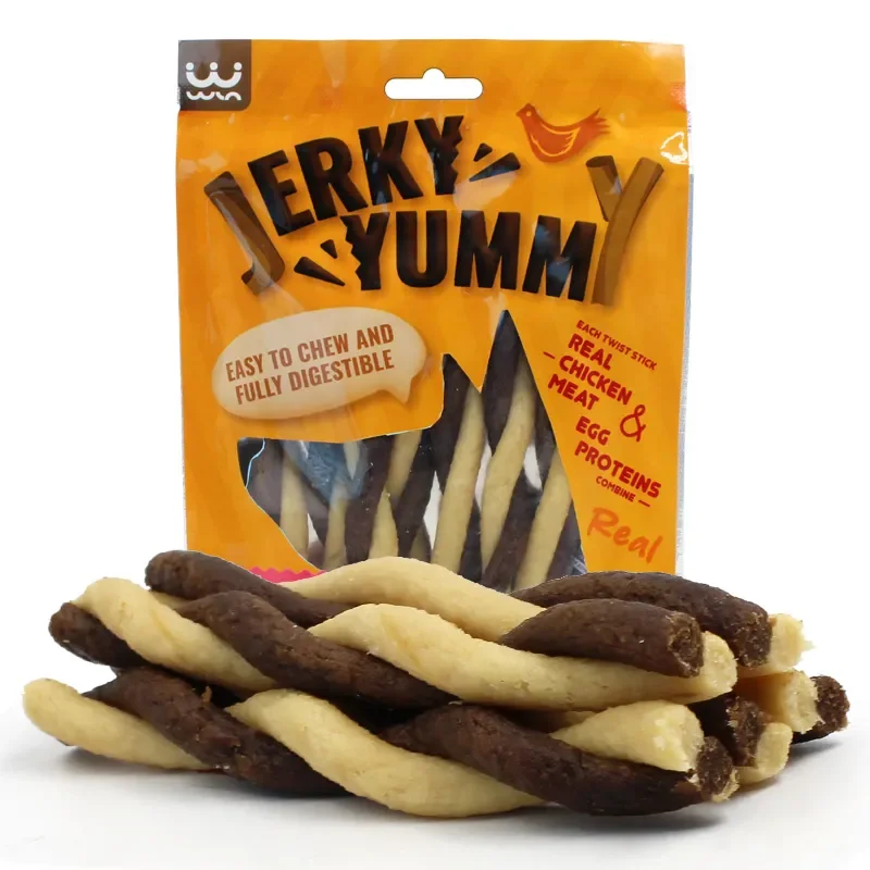 OEM Factory Wholesale Price Double Twist Stick Jerky Chews Pet Food Real  Chicken and Duck Meat 100G Pack Dog Snacks Dogs Treats