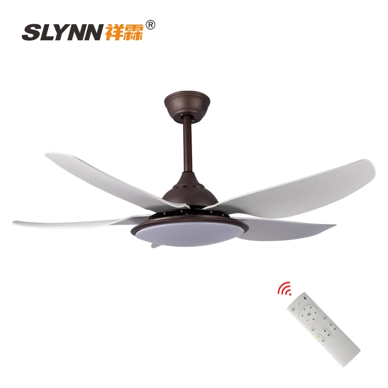 SLYNN Industrial Style Iron Ceiling Fan Manufacturer in China Indoor Cooling Electric Remote Control Led Ceiling Fan With Light