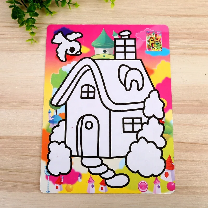 Toddler DIY Craft Art Supply Set Unisex Plastic PC Drawing Toys Includes Color Sand & Sticker for 3 Year Olds Early Education