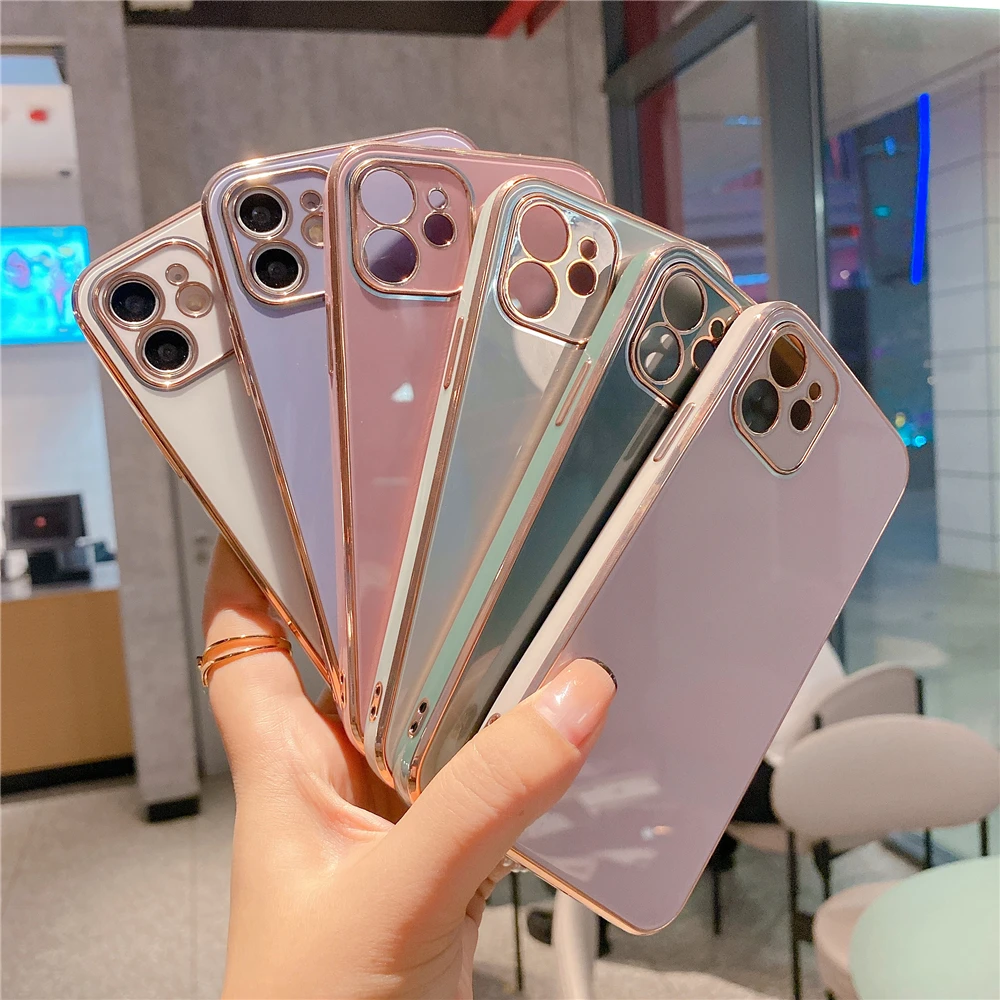 Candy color electroplated Silk screen protective precision camera glass case for iPhone 13 Series