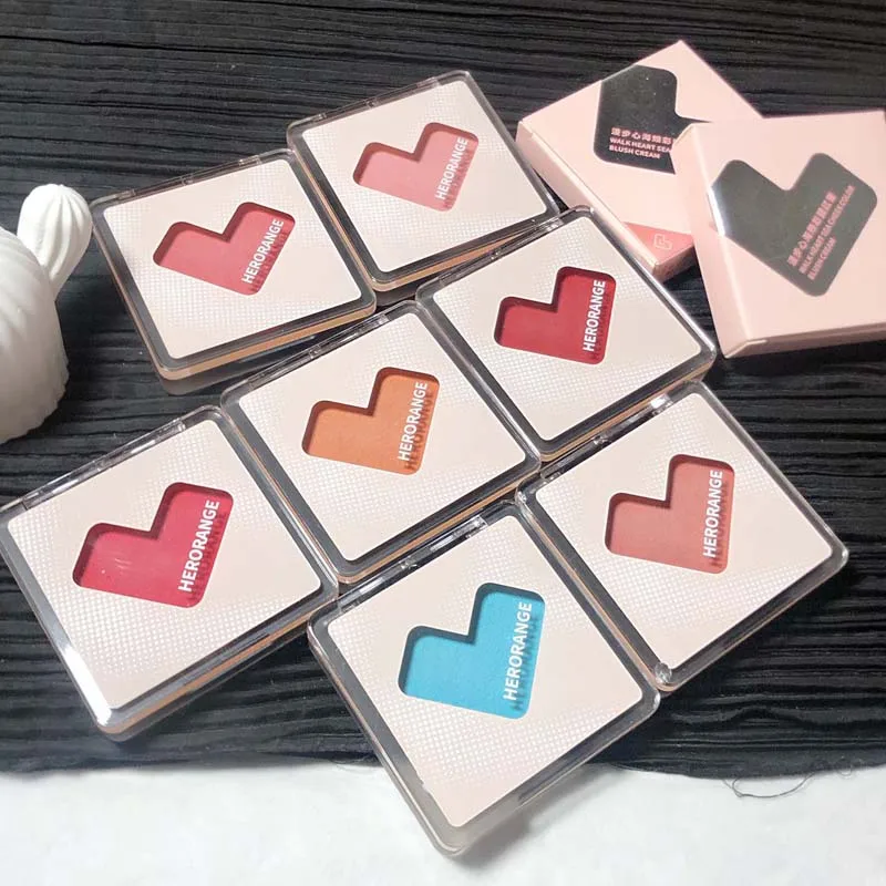 Private Label 7 Color Walking Heart Blush Cream Matte Long Lasting Waterproof Custom Logo maquillaje al por mayor