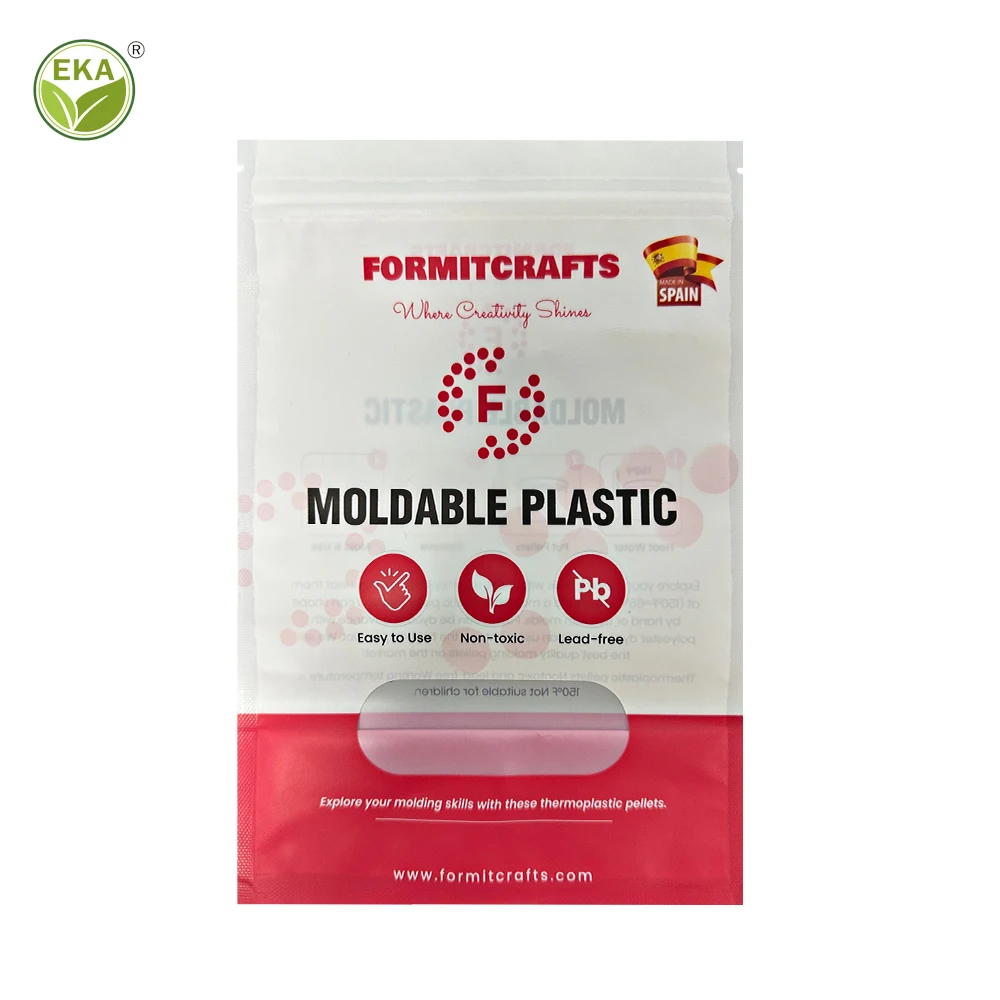 Eka Custom Logo Mini White Reusable Ziplock Small Package Bags Metal With Window Moldable Plastic Stand Up Packaging Bag