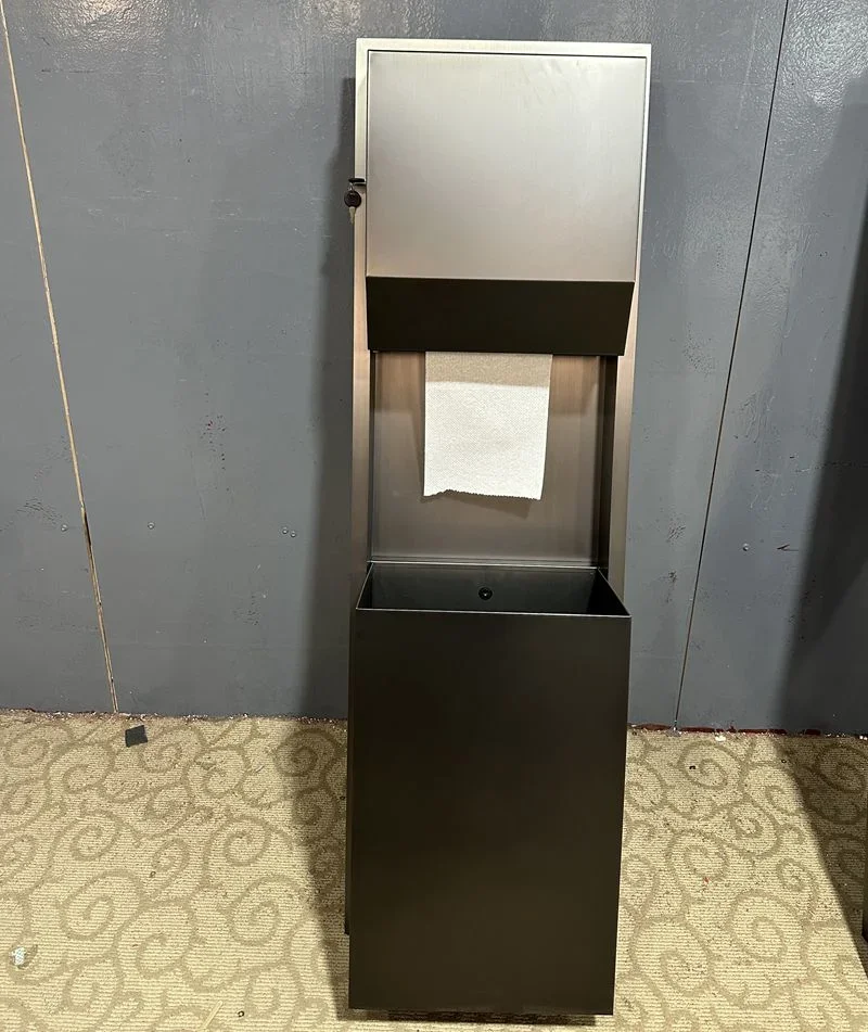 Stainless Steel Black Automatic Paper Towel Dispenser With Waste Bin For Commercial Washrooms