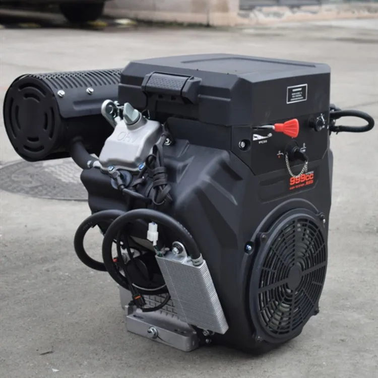 36HP V Twin Cylinder Electric Start Keyway Shaft 24KW DHT1000E Gasoline Engine For Generators