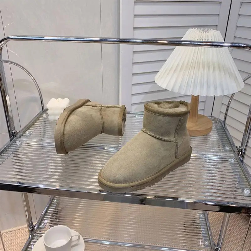 Logo Custom Winter Snow Boots Plus Size 44 Brands Design Ugh Cowhide Leather Fur Women Snow Boot