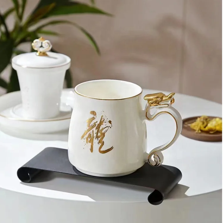 new design fine bone china luxury chinese style porcelain mugs for gift