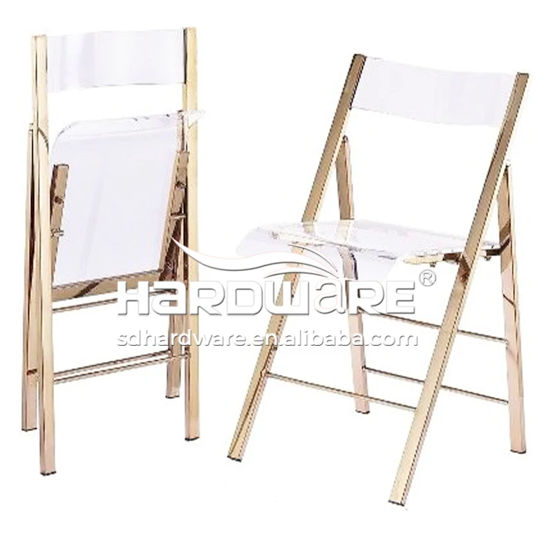 Stainless Steel Frame Crystal Clear Plastic Wedding Acrylic Folding Chair