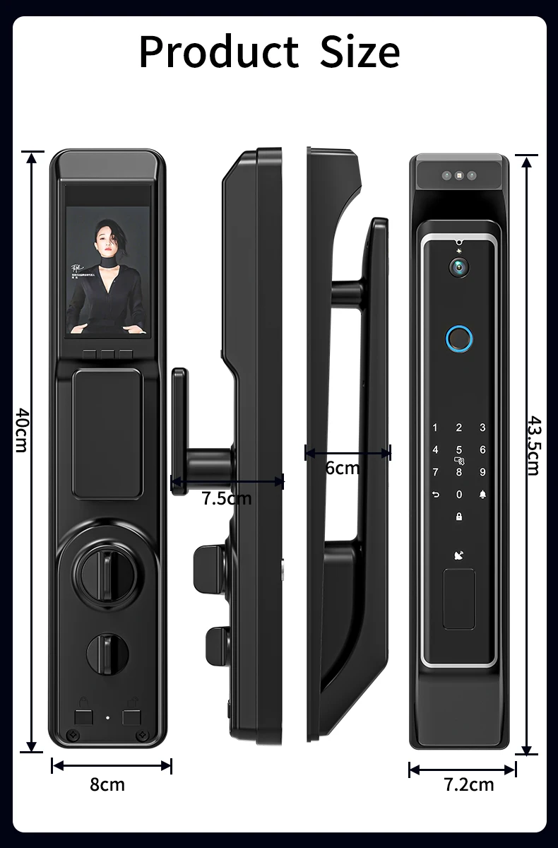 Смарт-замок дверной облачный с поддержкой Wi-Fi и сканером отпечатков пальцев