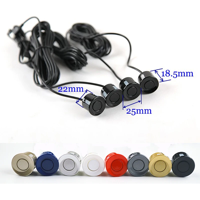 4 Sensors Buzzer 22mm Car Parking Sensor Kit Reverse Backup Radar Sound Alert Indicator Probe System 12V