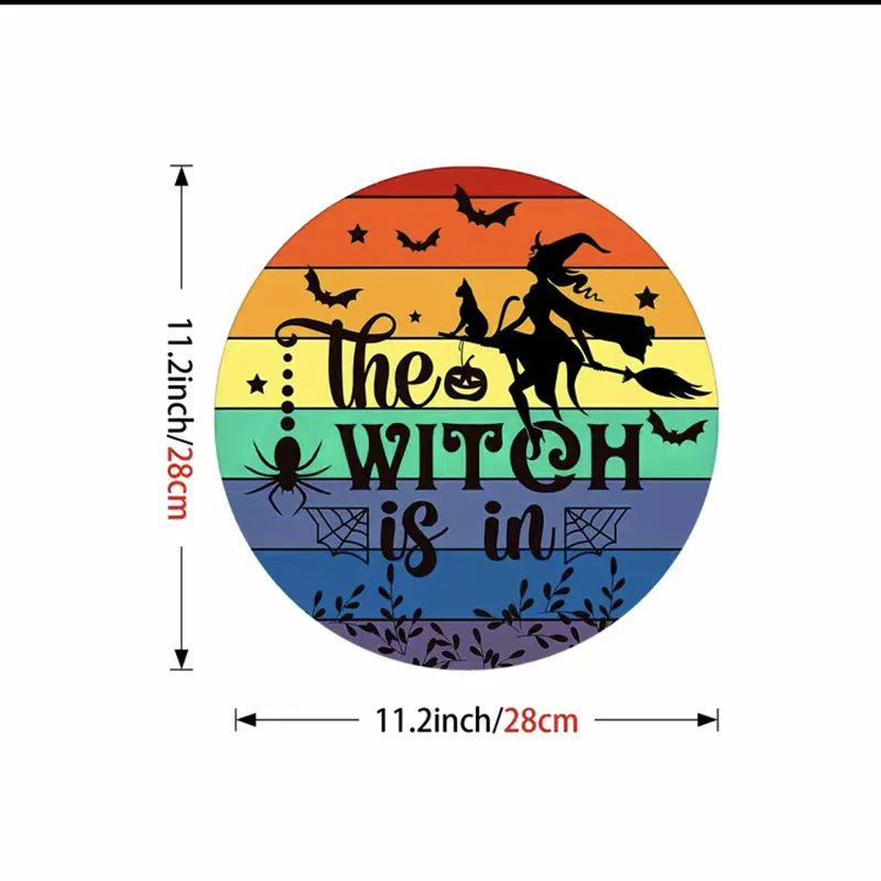 custom Wooden Halloween Welcome Doorplate Hanging Sign Circular Wooden Doorplate  2023 New Style