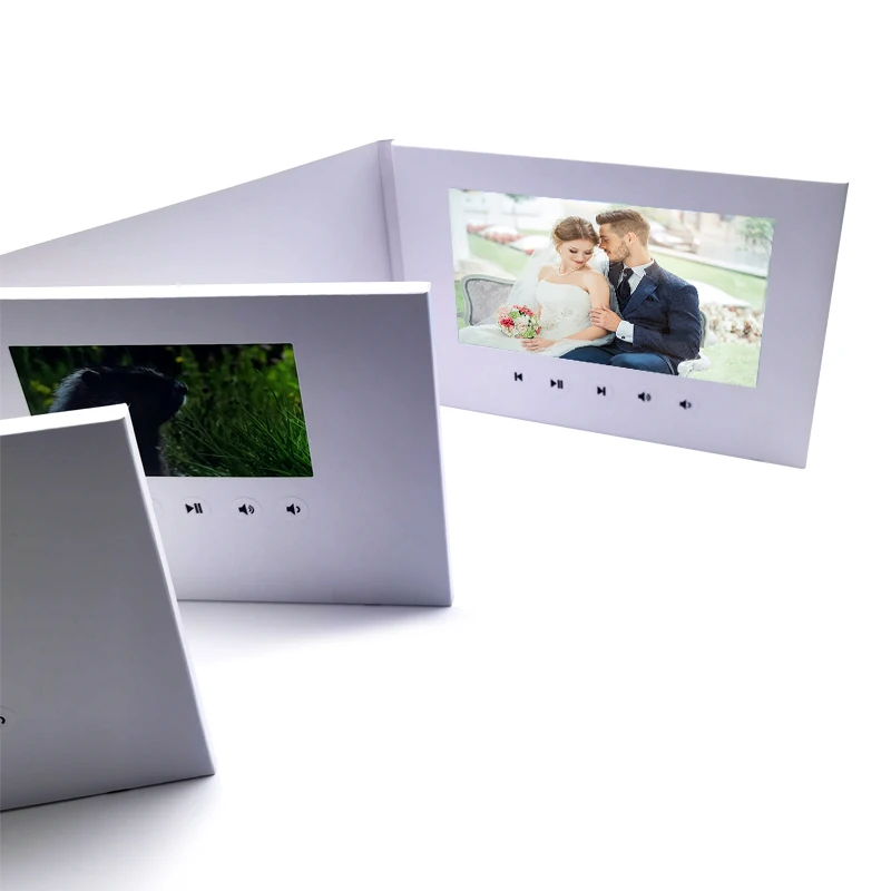 Customized  Creative 7 Inch  IPS Display  blank Video Brochure A5 Digital Greeting Card for wedding invitations