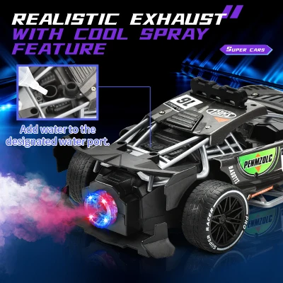 kyk RC Car 2.4G High-Speed Remote Control music light Spray 1:16 Five channel new remote control car
