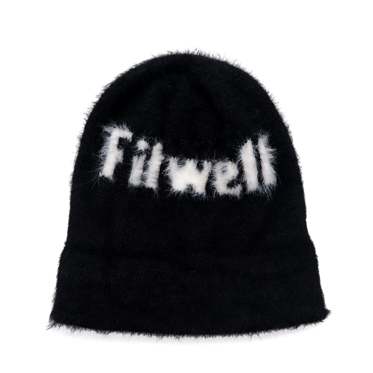 OEM Your Own Logo High Quality Fluffy Furry Fuzzy knit Rabbit Faux Fur Jacquard Custom Mohair Beanie Hats