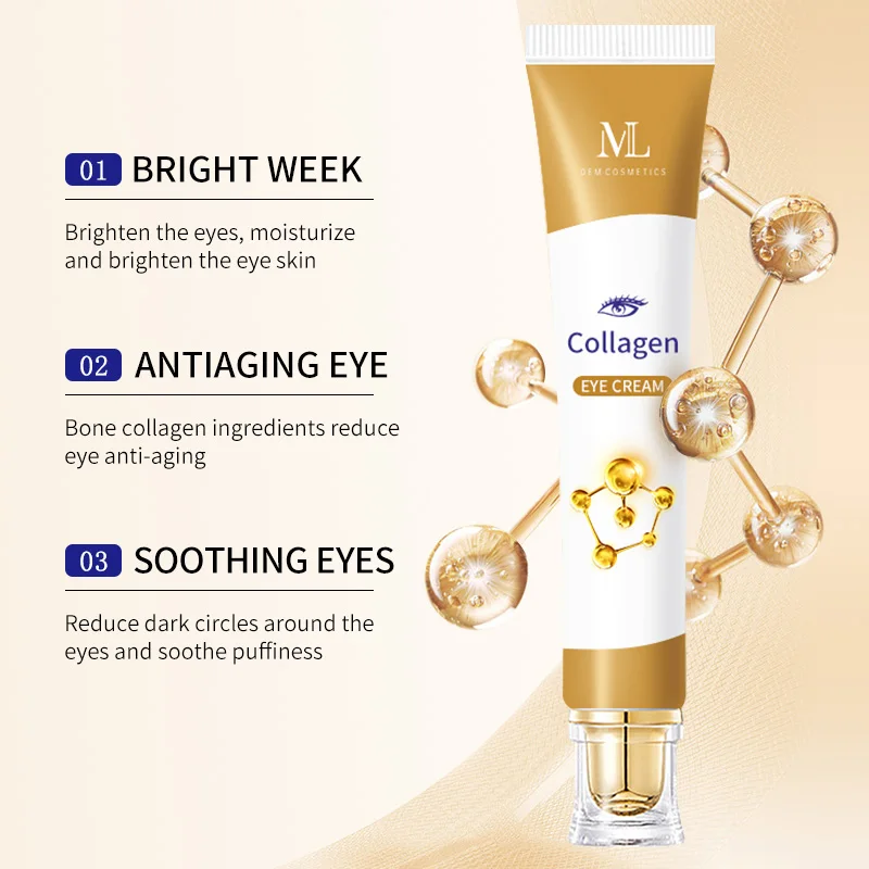 Custom Logo 15ml Snail Centella Under Eye Tightening Serum Lift Anti Wrinkles Anti Aging Collagen Peptide Eye Cream