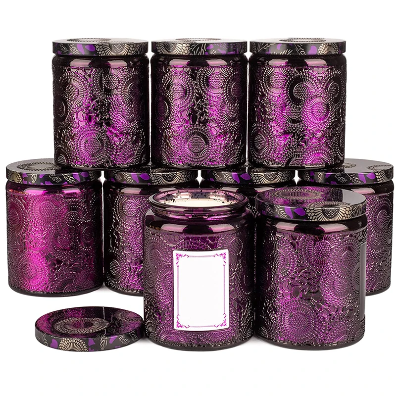 8oz Glass Candle Jar Hot Sale Purple Silver Electroplating 4oz Candle holder