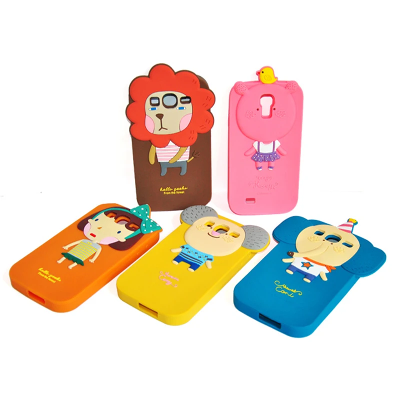 
Silicone phone cover 3D custom phone case cute animal character design cell phone protection case 