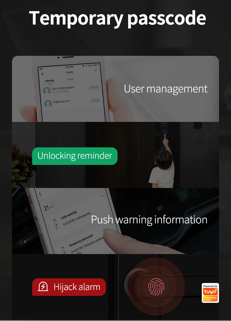 TYSH Wholesale Factory Price Electric Tuya App Wifi Fingerprint Smart Digital Door Lock Outdoor Support 4585/5050 Mortise