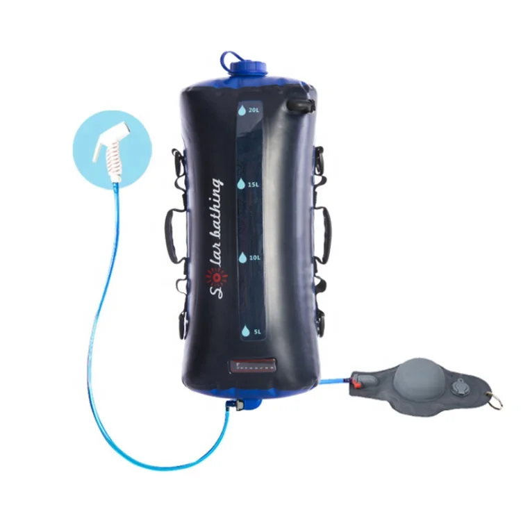 20L Large Capacity New Design Camp Shower Portable Foot Pump Pressure Outdoor Camping Shower Bag