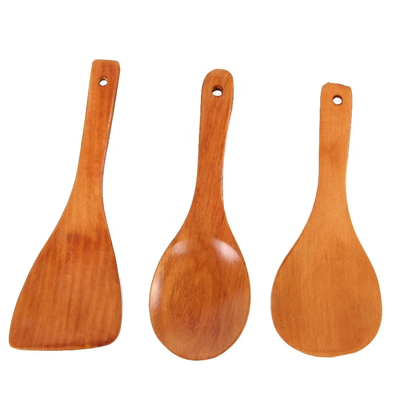 Creative utensils wooden rice spoons for cooking non stick pot rice shovel rice spoon logo