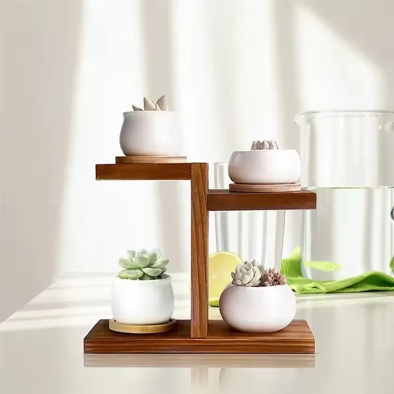 High quality living room solid wood multi-layer flower shelf creative pot plant storage shelf indoor balcony flower rack