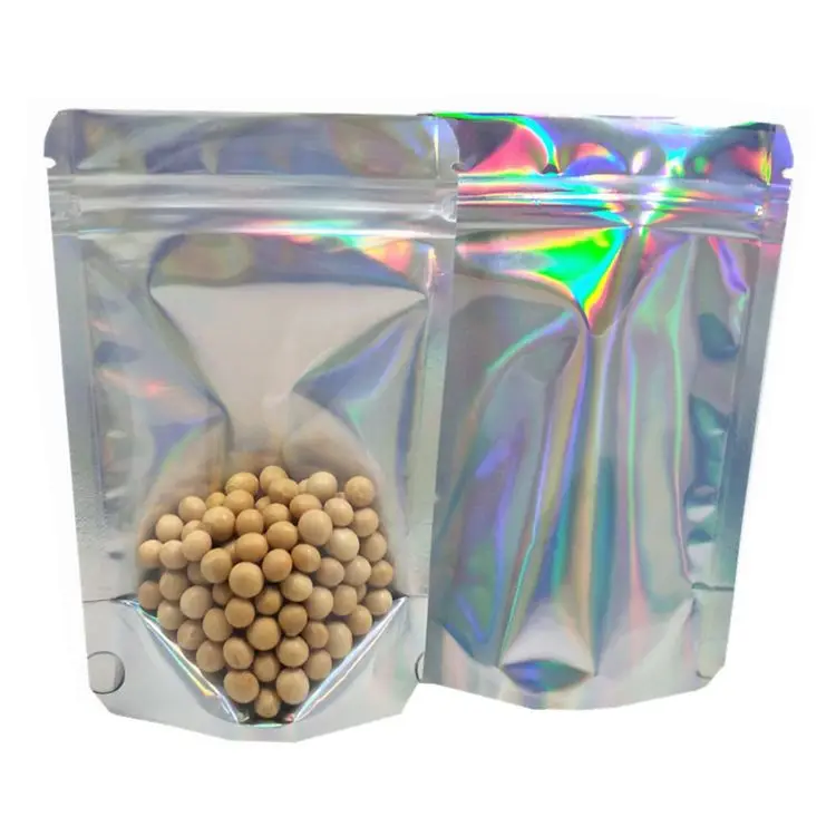 Factory Fast Delivery Clear Stand up Pouches Zip Lock Resealable Packaging One Side Transparent Aluminum Foil Zipper Bag