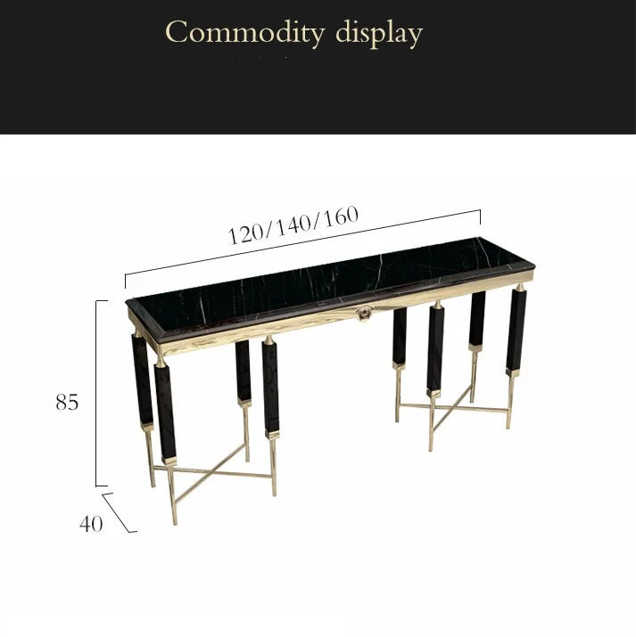 Modern luxury furniture Italian New Design Luxury Gold Stainless Steel Entrance Console Black Glass Hallway Tv Console Tables