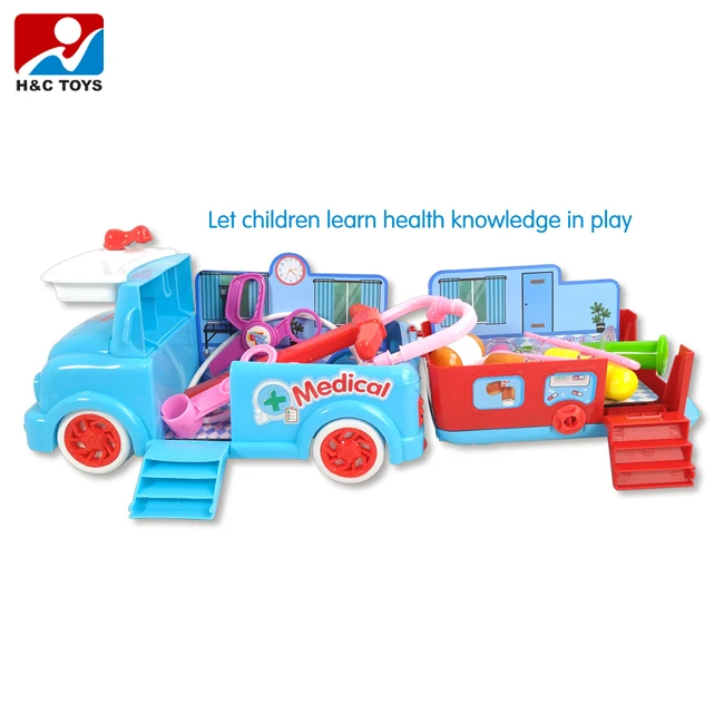 Pretend play doctor car plastic mini medical instruments kits toys kids doctor cart toy HC536692