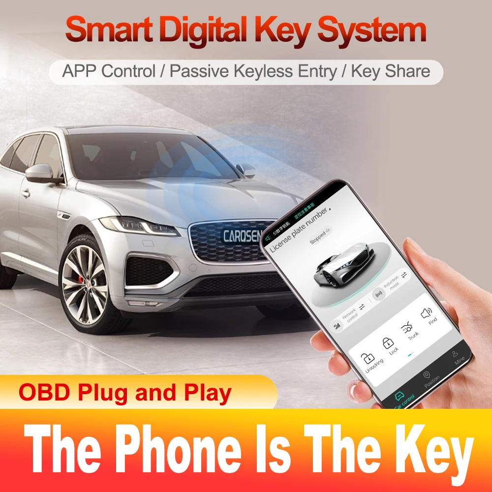 2 Way OBD Plug and Play Digital Key Original Push Start Upgrade to Phone APP Control PKE passive keyless entry Car Alarms