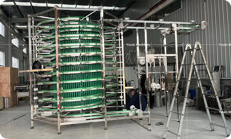 Продажа промышленных сушильных охладителей из нержавеющей стали по лучшей цене охлаждающая конвейерная лента башня для хлеба пекарни кондитерских продуктов