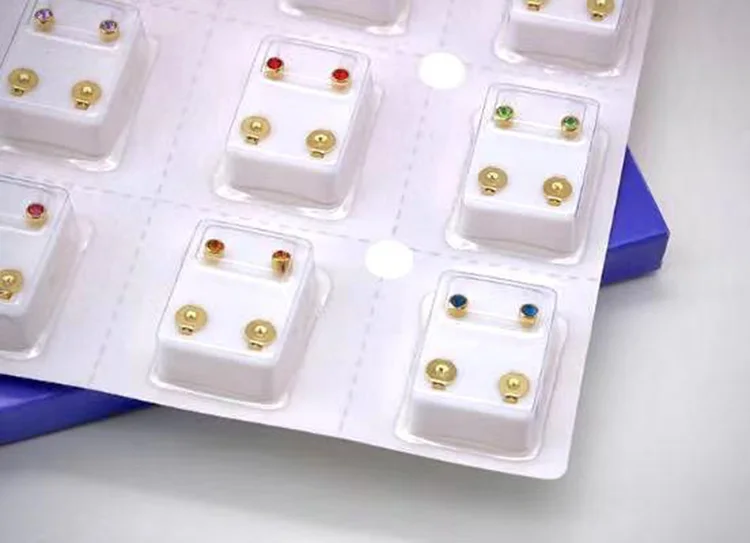 12 цветов Алмазные медицинские титановые стальные алмазные серьги носите ювелирные изделия гипоаллергенная коробка