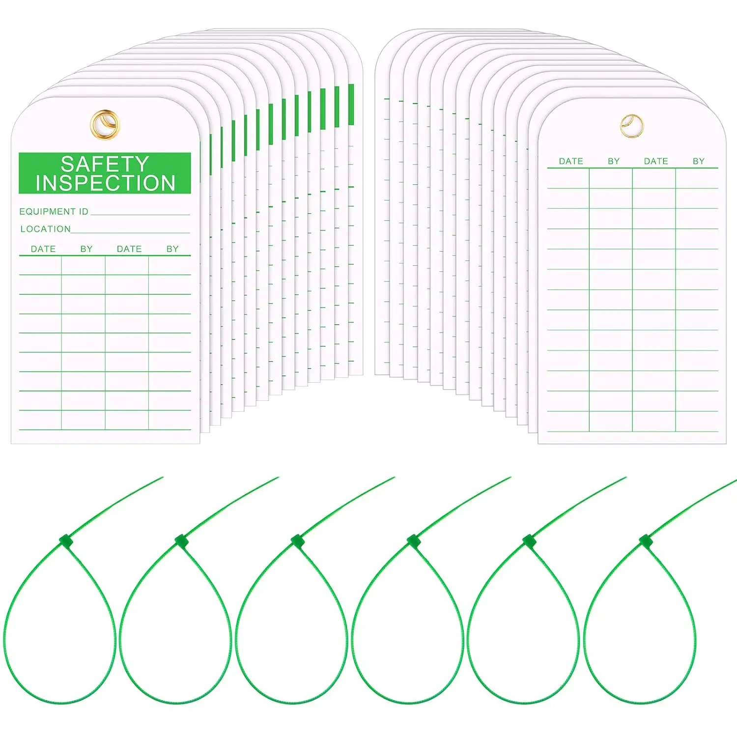 Accident Prevention Tag Fire Extinguisher Tags with Zip Ties Multi Purpose Cable Ties for Indoor Outdoor Safety Inspection Tag