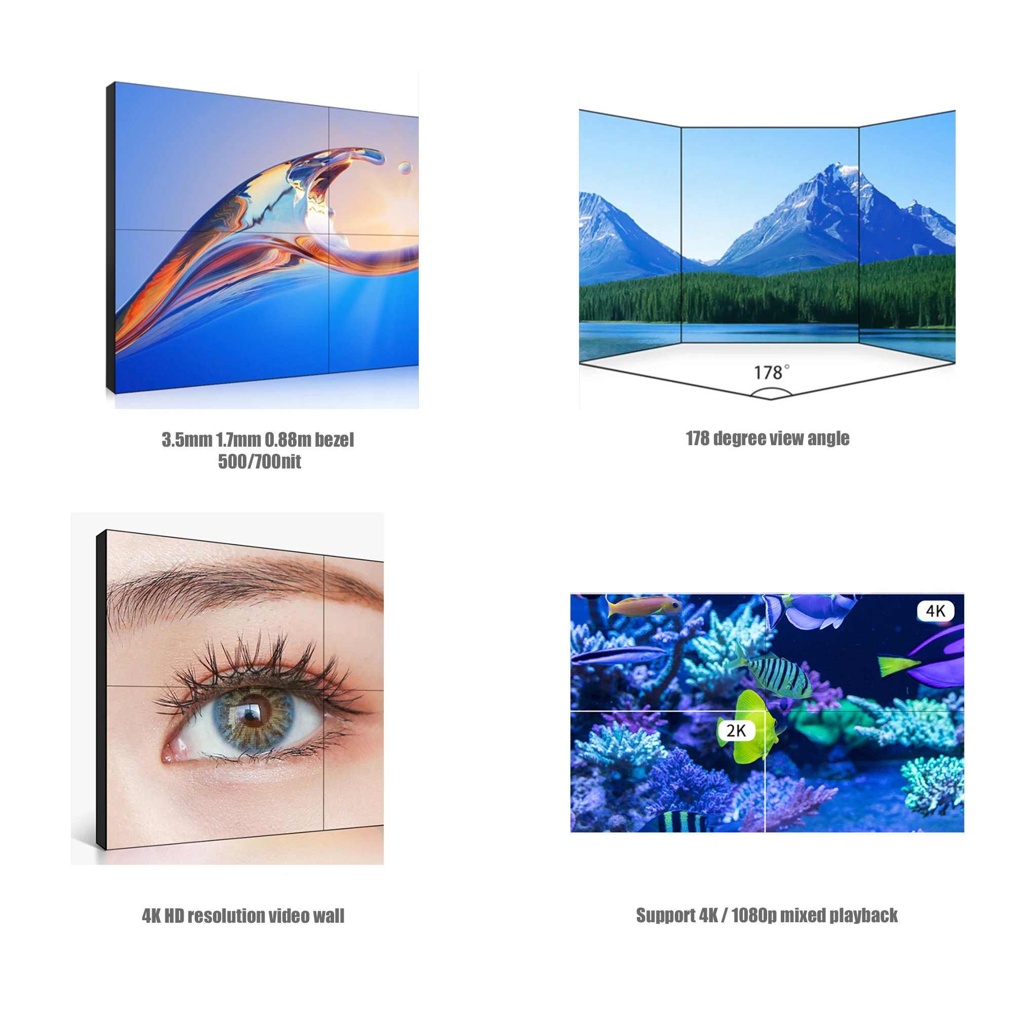 55inch LCD video wall display 3.5mm bezel 4K video wall system L.G inside panel