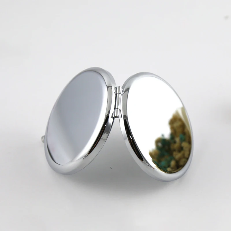 Customized Logo Souvenir Double Sided Metal mini Pocket Mirror Round Gold silver Makeup Compact Mirrors for Women Folding mirror