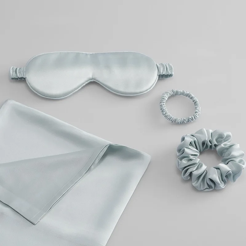 Promotion gift sleeping mask box set mulberry silk sleep mask with neck pillowcase