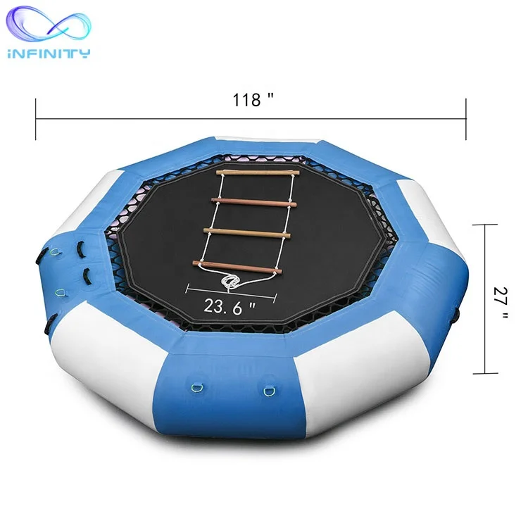 Summer Popular Inflatable Floating Water Toys Jump Bed Trampoline Games with Slide