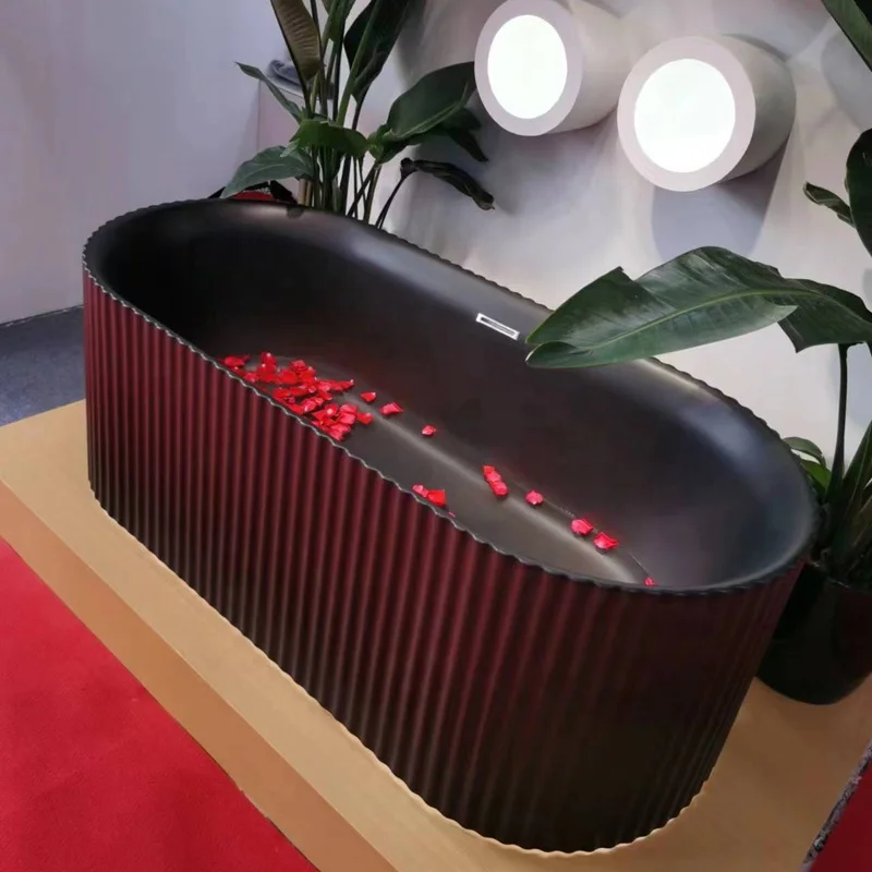 Modern Design Bath Tub Oval Artificial Stone Bathtubs Free Standing Bathtub For Adults