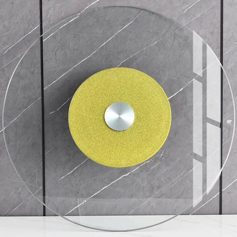 Glass Lazy Susan Turntable for Dining Table, Round Tabletop Rotating Tray Tempered Glass Serving Plate Dia. 80cm Golden
