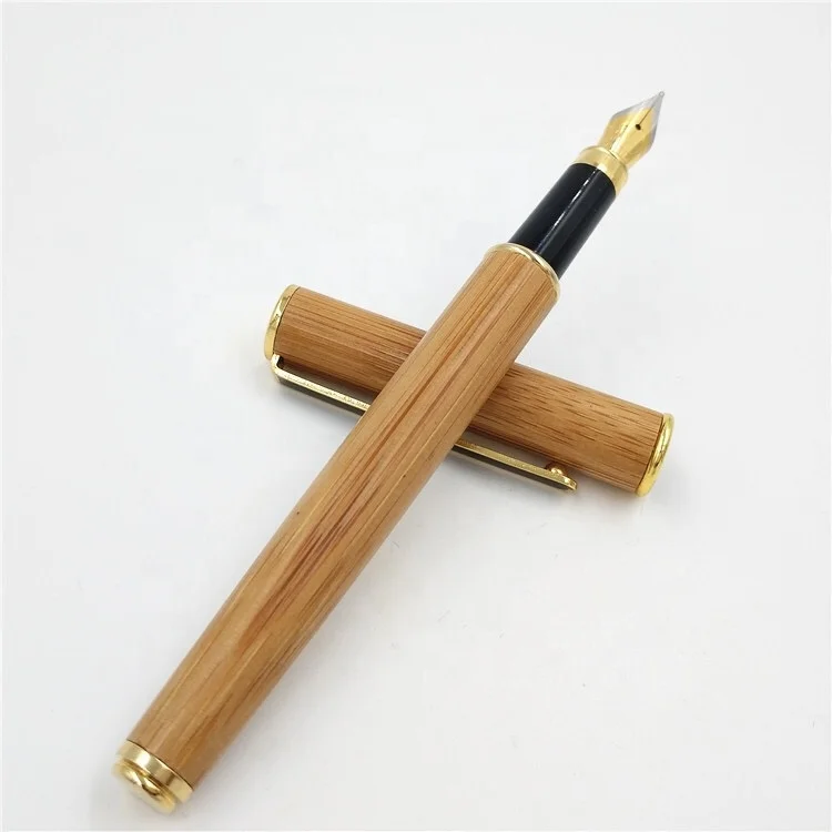 
Grade A Quality Luxury Laser Engraving Logo Promotional Gifts Natural Bamboo Wood Wooden Fountain Pen 