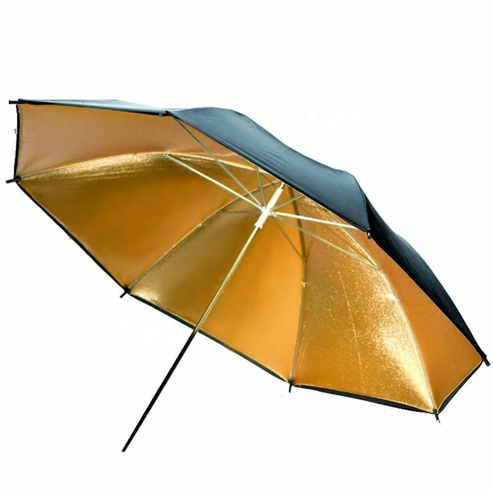 Professional 43 inch Black and Gold Reflector Umbrella for Photo & Video Shooting Studio Flash Light